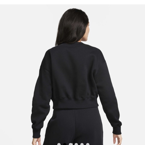 Nike Phoenix Fleece Cropped V Neck Sweatshirt Black Small Women - Picture 2 of 8